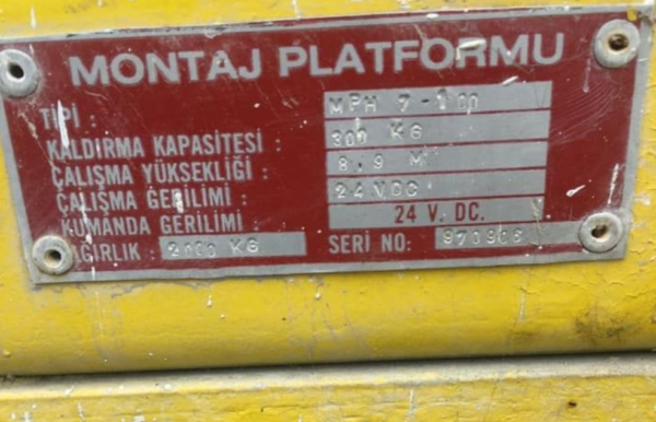 Makasli montaj platformu 9 metre yuksek 1